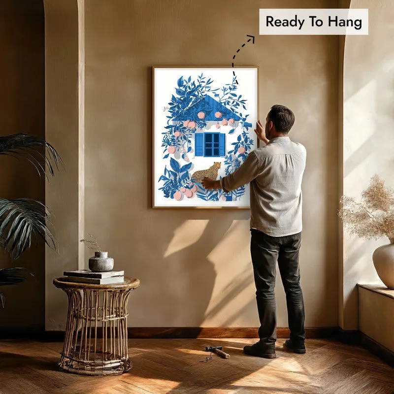 Azureleaf Blue Door Garden Canvas Wall Painting With Brown Frame media 8
