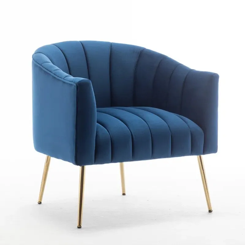 Plaino Neem Wood Accent Chair - Blue media 3