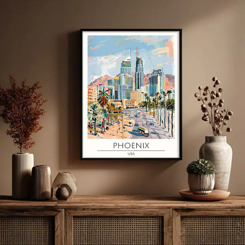 Vintage Phoenix Framed Canvas Wall Painting media 3