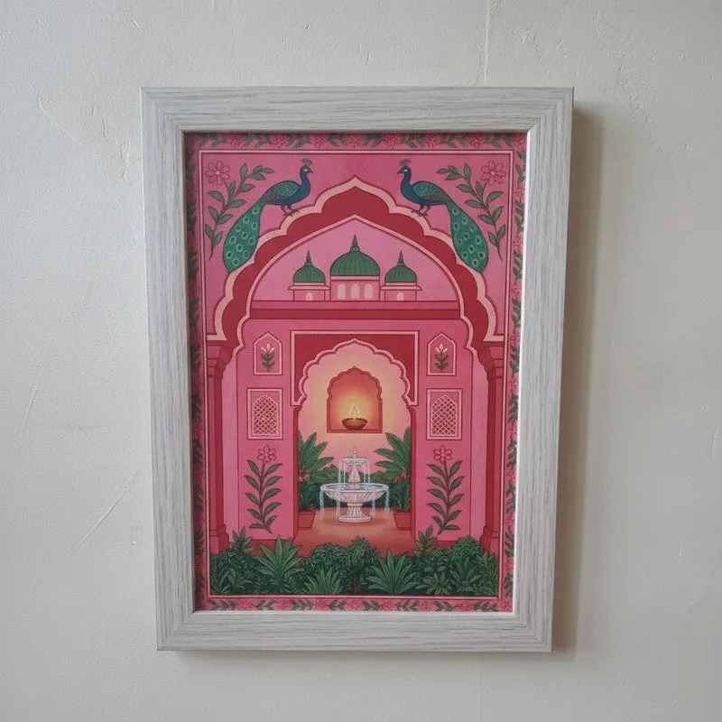 Majestic Mughal Motif Wall Paintinb With Frame - Set Of Three media 6