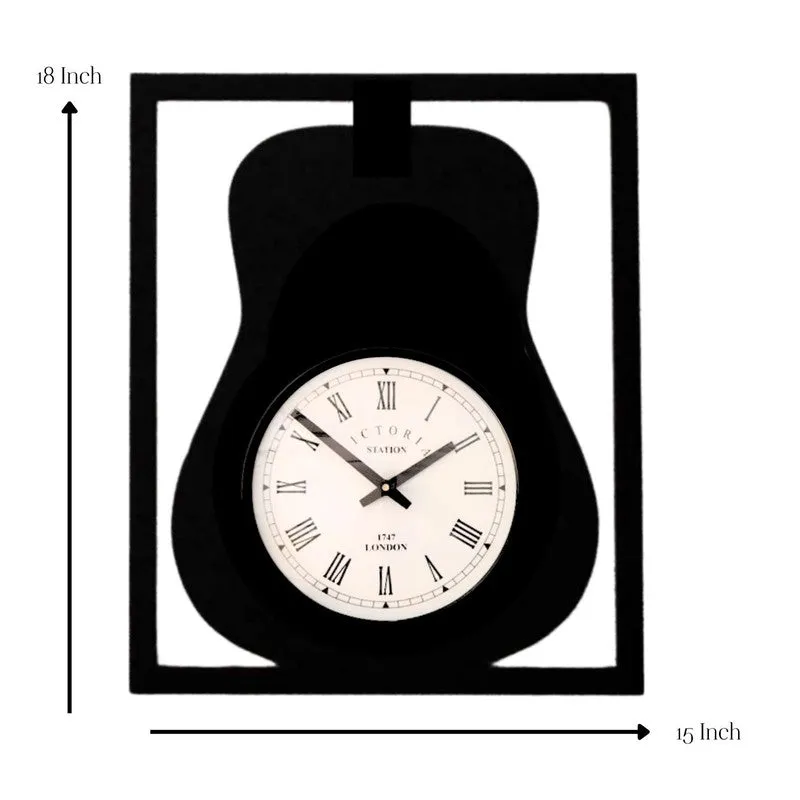 Guitar Steel Analog Wall Clock - Black media 7