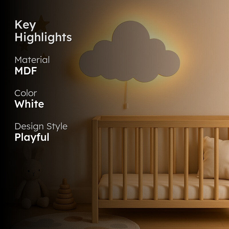 Snuggle Cloud Battery Operated MDF Wall Lamp - White media 2