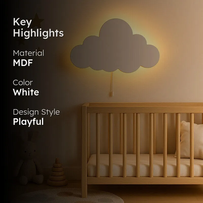 Snuggle Cloud Battery Operated MDF Wall Lamp - White media 2