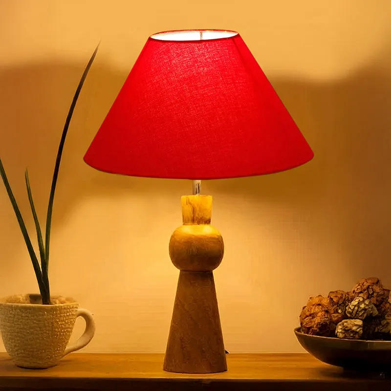 Angler Neo Wooden Table Lamp - Red,Brown media 1