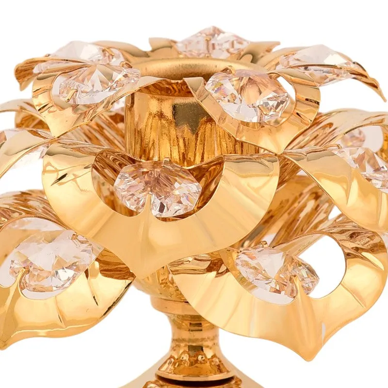 Golden Petal Grace 24K Gold Plated Mild Steel Candle Holder media 5