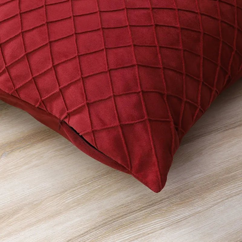Swayam Lohita Pintex Velvet Cushion Cover (Red) - Set of Two media 5