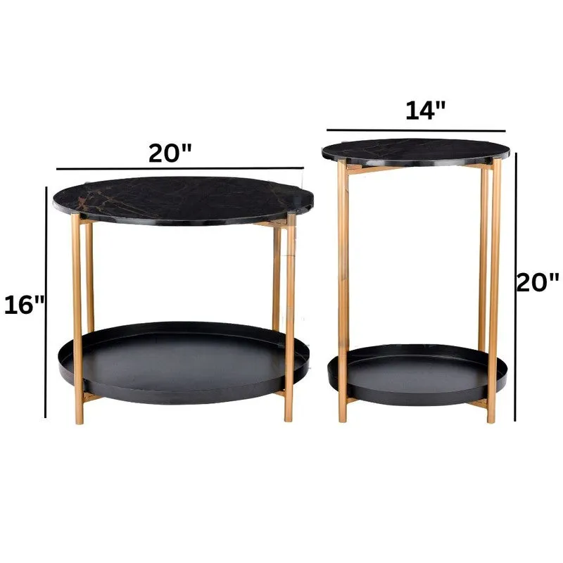 Arvo Hue Center Table (Black & Gold) - Set Of Two media 8