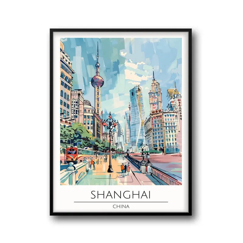 Vintage Shanghai Framed Canvas Wall Painting media 5