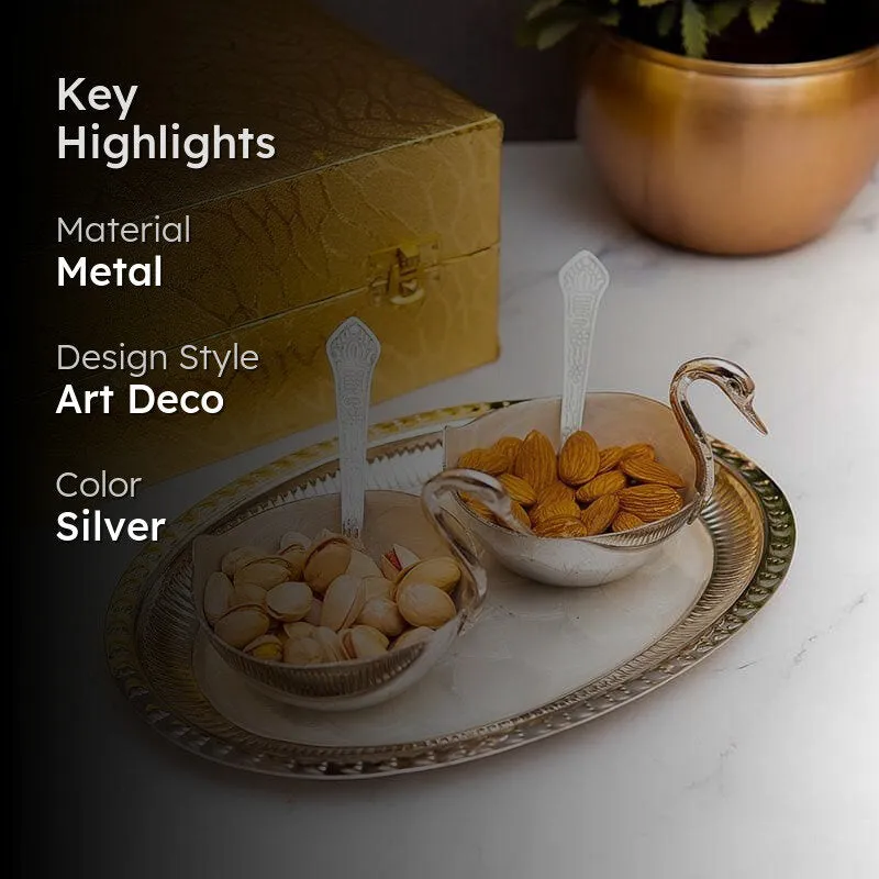 Gleaming Golden Bowl & Tray - Silver media 2