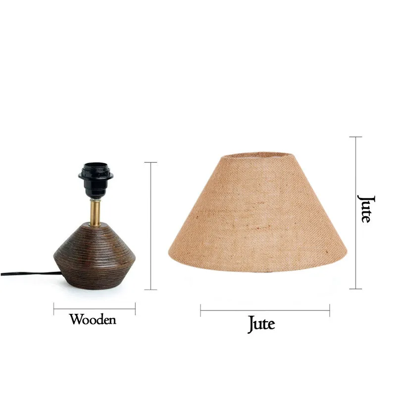 Yami Cone Wooden Table Lamp With Jute Shade - Brown,Beige media 5