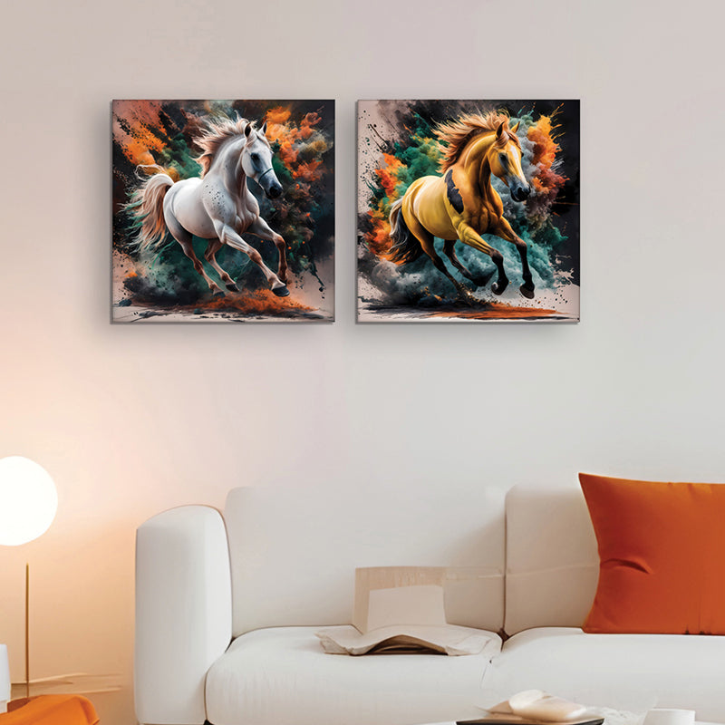 Grace Of The Mare Canvas Wall Painting - Set Of Two