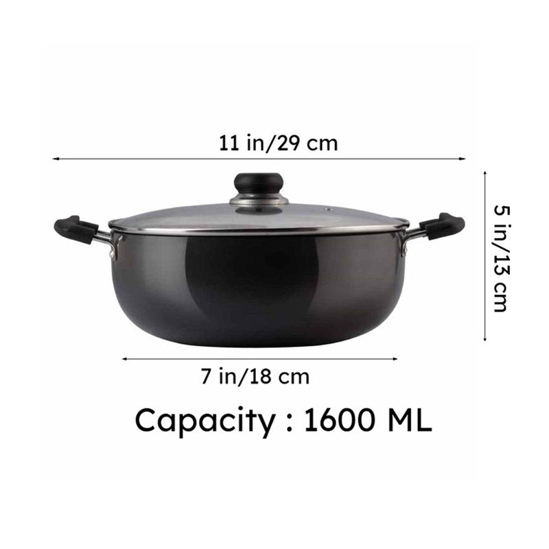 Vinod Cenric Hard Anodised Kadhai With Lid - 1600 mL/7 Inches media 11