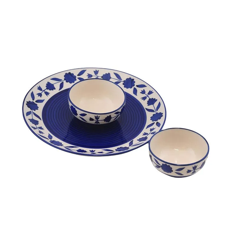 Clayora Quiva Ceramic Dining Set (Blue) - Three Piece Set media 4