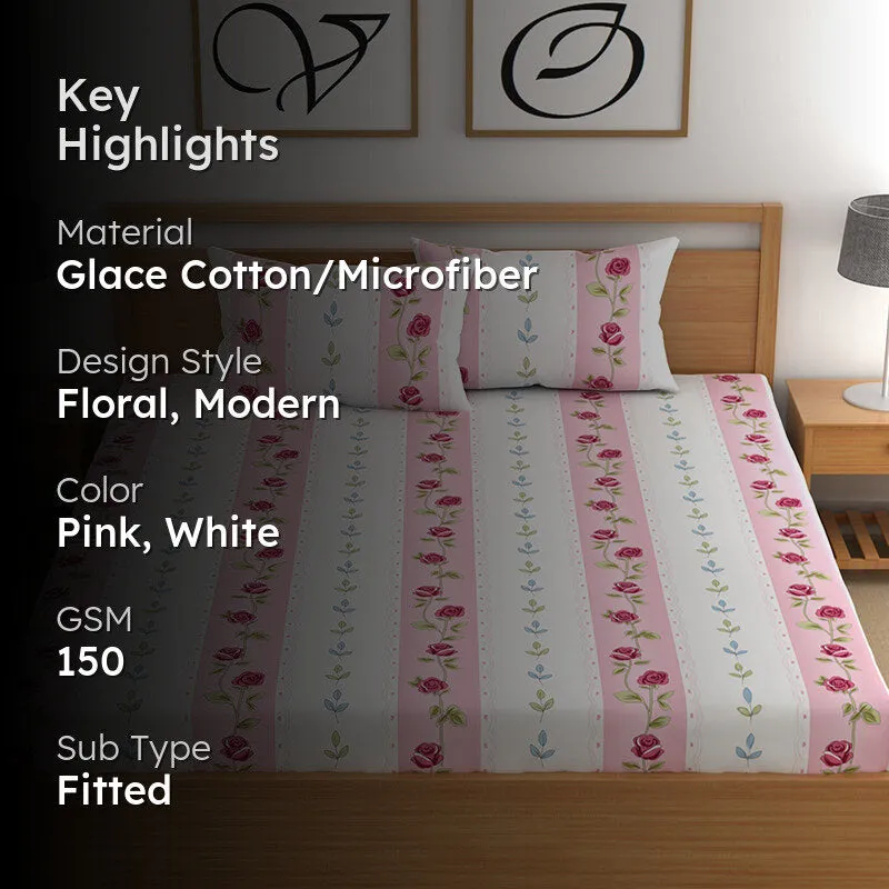 Irisea Fitted Microfiber Microfiber Bedsheet (Pink) - 150 GSM media 2