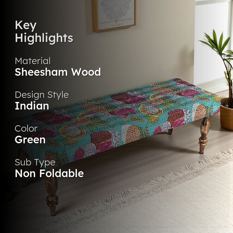 Axino Sheesham Wooden Bench - Green media 2