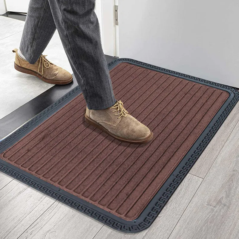 Cara Stripe Rubber Door Mats - Brown media 1