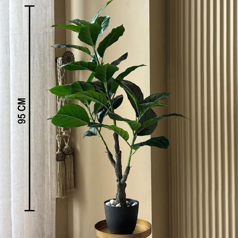 Jungle Fiddle Fig Artificial Plant With Black Plastic Pot - 95 cm (3.1 ft) - 8