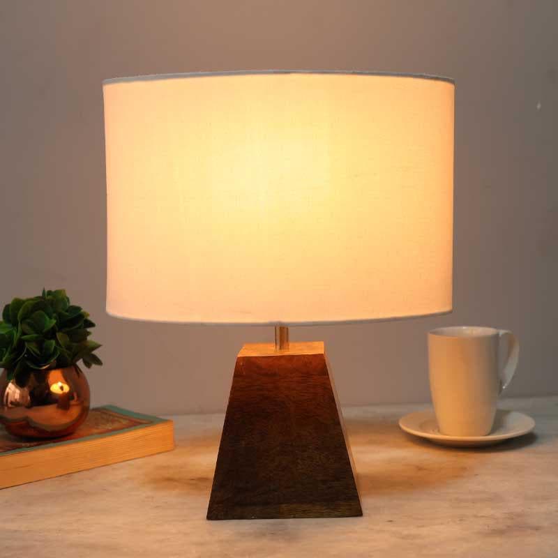 Flameless Flair Glass Table Lamp - White,Brown