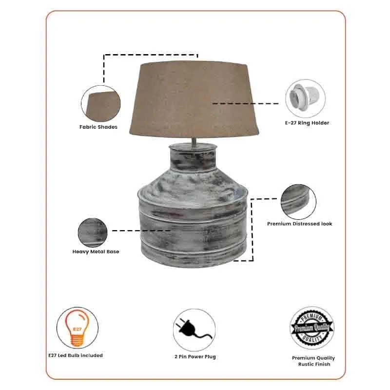 Cannister Fabric Table Lamp - Brown,Grey media 7