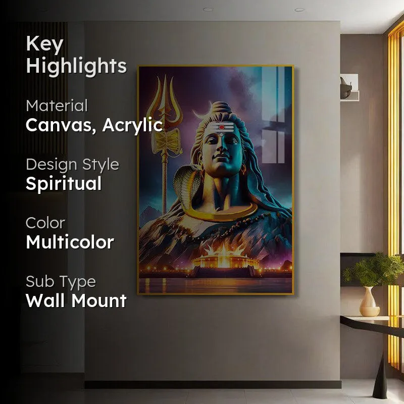 Cosmic Rudranath Spiritual Canvas Wall Art With Frame - Gold media 2