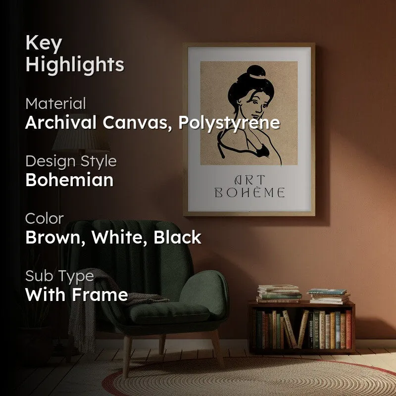 Classic Muse Canvas Wall Painting With Brown Frame media 2