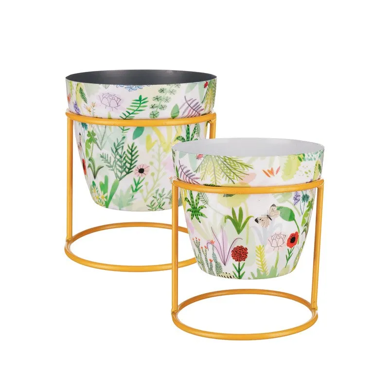 Glaze & Grow Metal Planters With Stand - Four Piece Set media 4