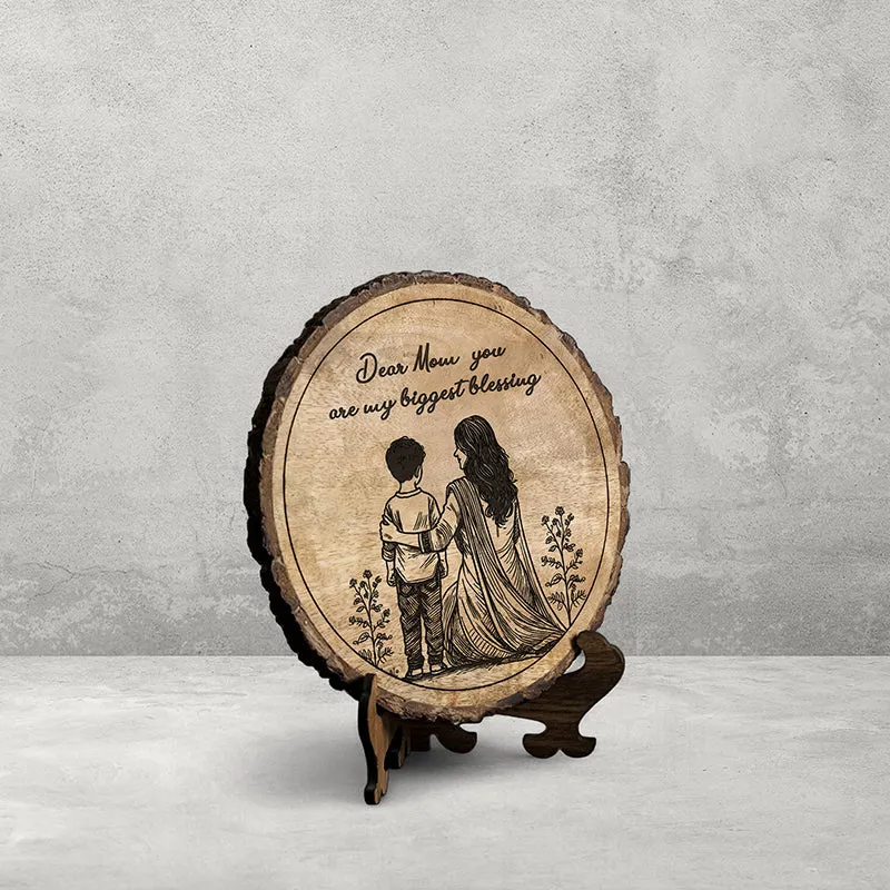 Mom Is Biggest Blessing Wood Showpiece - Round media 3