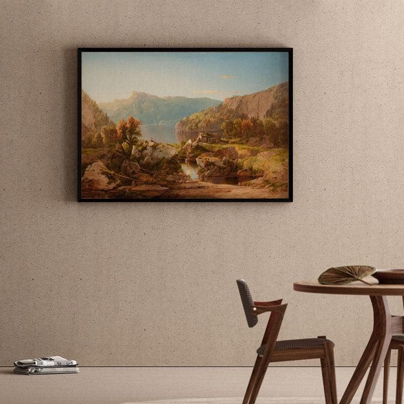Autumn Warm Morning Canvas Wall Painting - Black Frame