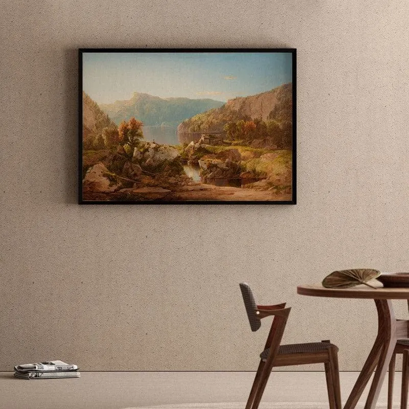 Autumn Warm Morning Canvas Wall Painting - Black Frame media 1