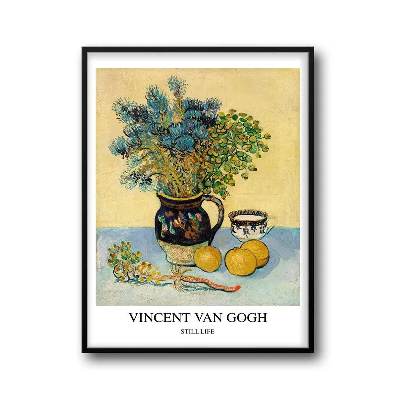 Still Life Vincent Van Gogh Archival Canvas Wall Painting - Black Frame media 5