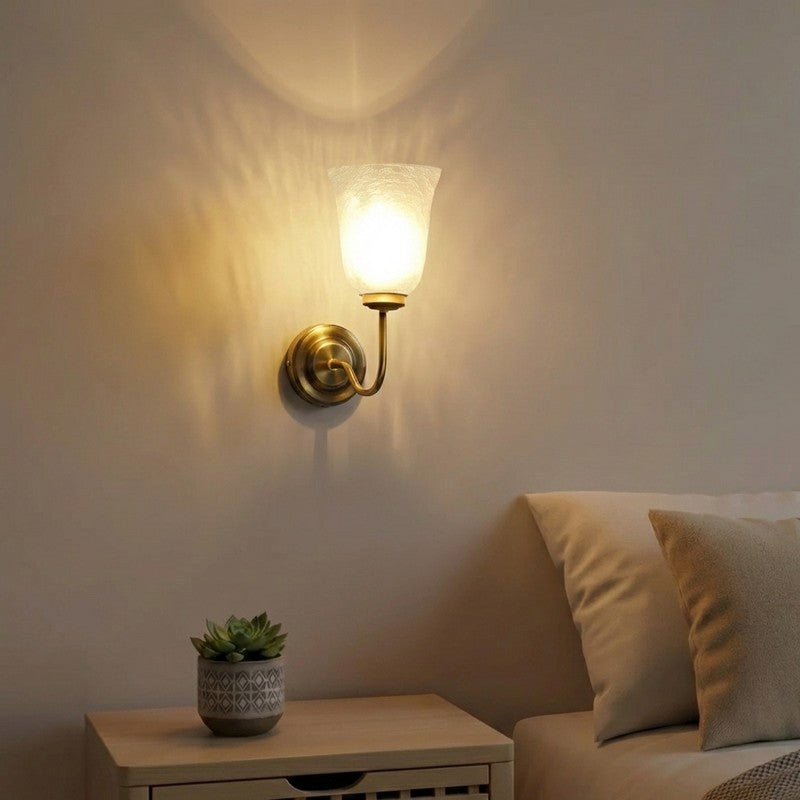 Crystal Bloom Golden Base Glass Wall Lamp