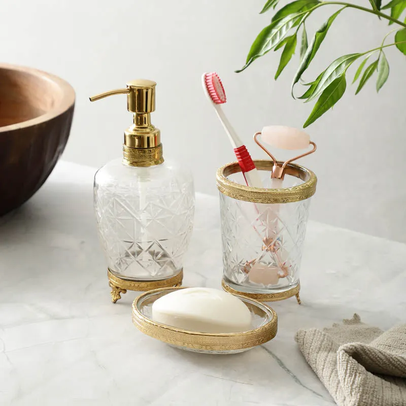 Starry Crystal Cut Bathroom Set - Gold media 1
