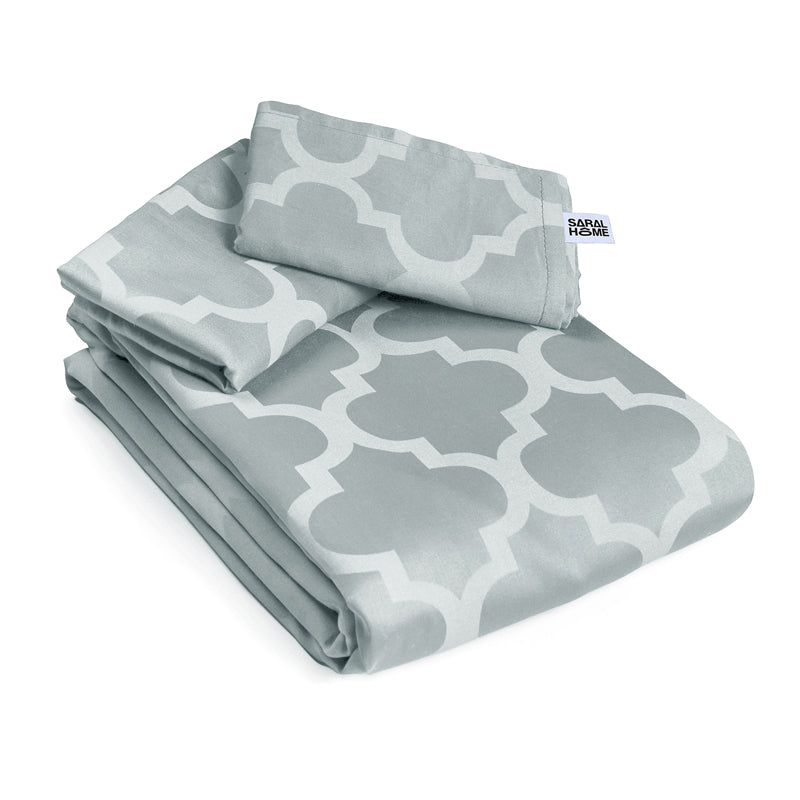 Saral Home Tangier Cotton Bedsheet (Grey) - 300 TC media 5