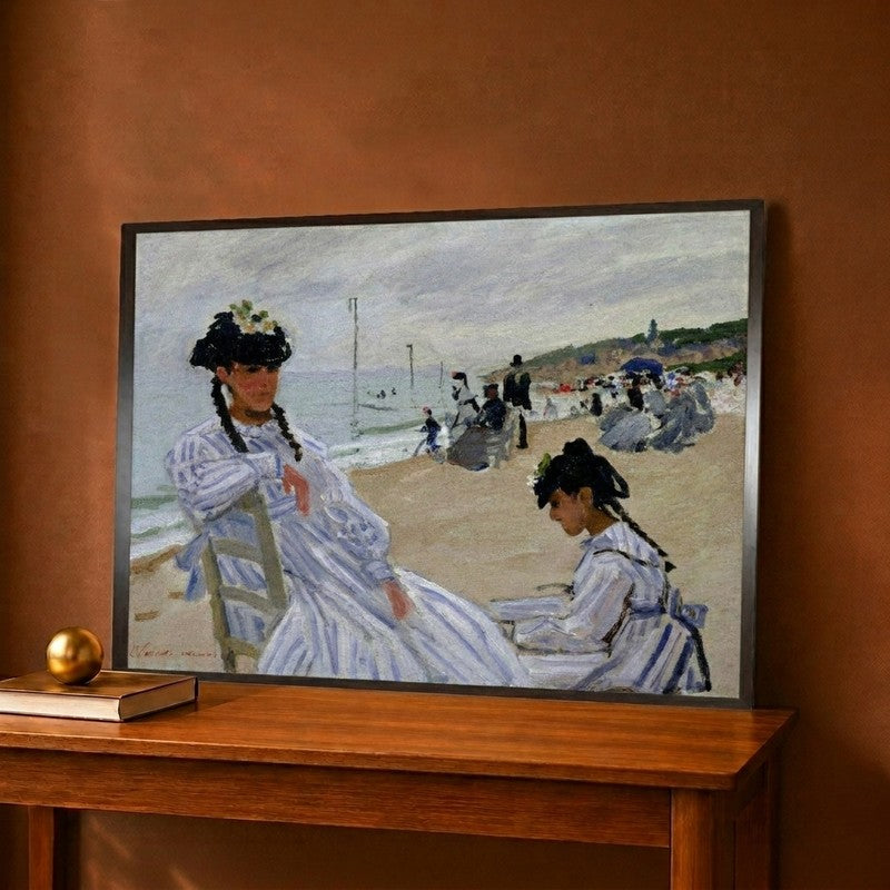 On The Beach At Trouville Canvas Wall Painting - 12 x 9 Inches