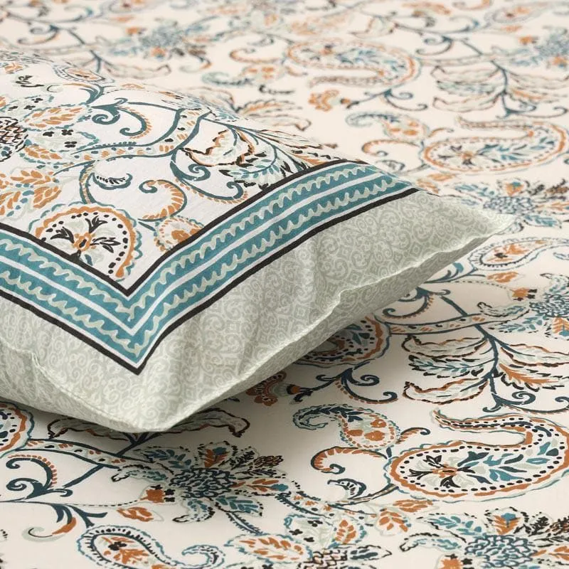 Floral Flush Cotton Bedsheet (Blue) - 144 TC media 3