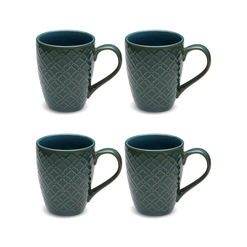 Emerald Ceramic Coffee Mug (370 mL Each) - Set Of Four media 3