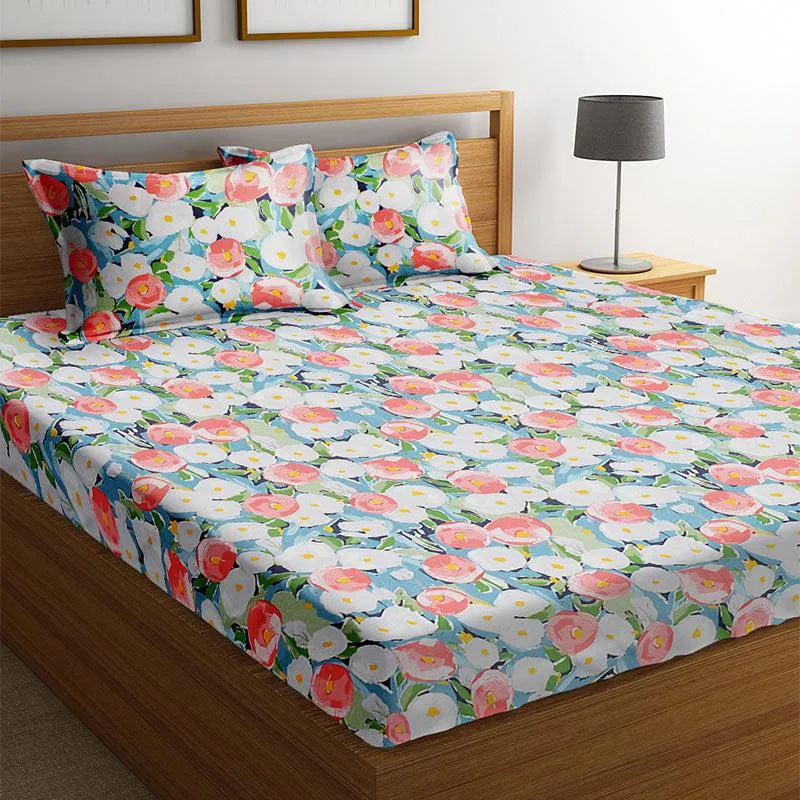 Liam Floral Cotton Bedsheet - 210 TC media 1