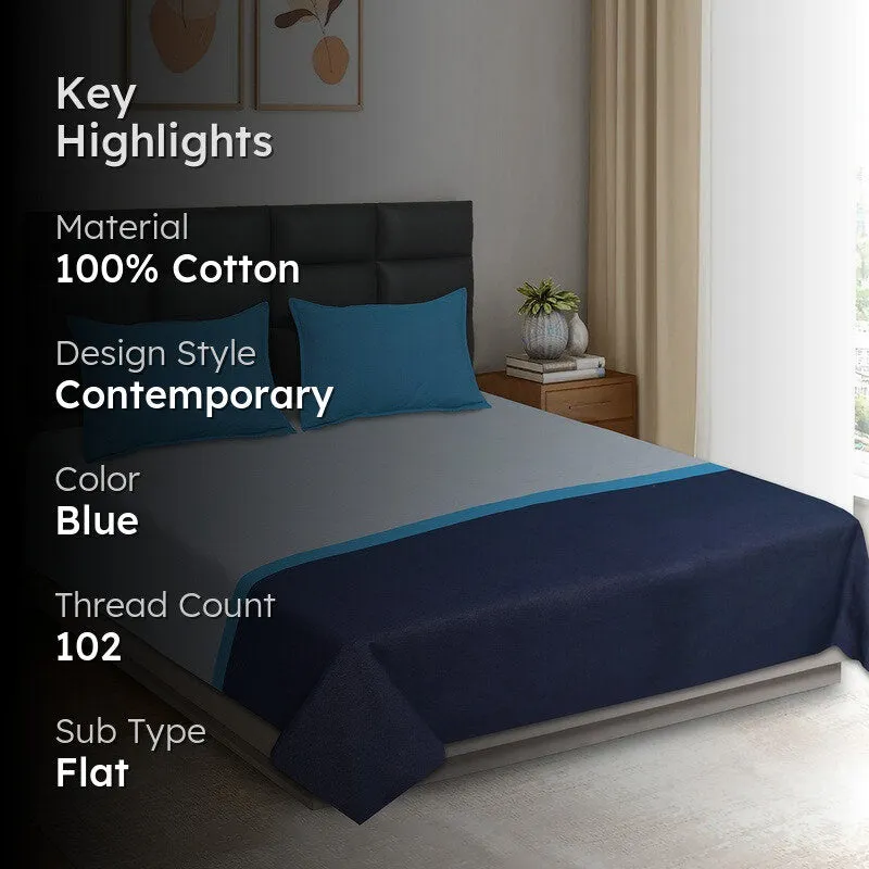 Dual Drift Cotton Bedsheet (Blue) - 102 TC media 2