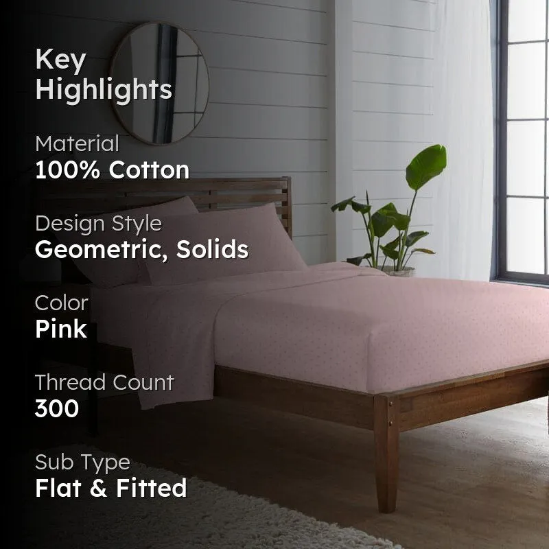 Azva Swiss Dot Cotton Bedsheet (Rose) - 300 TC media 2