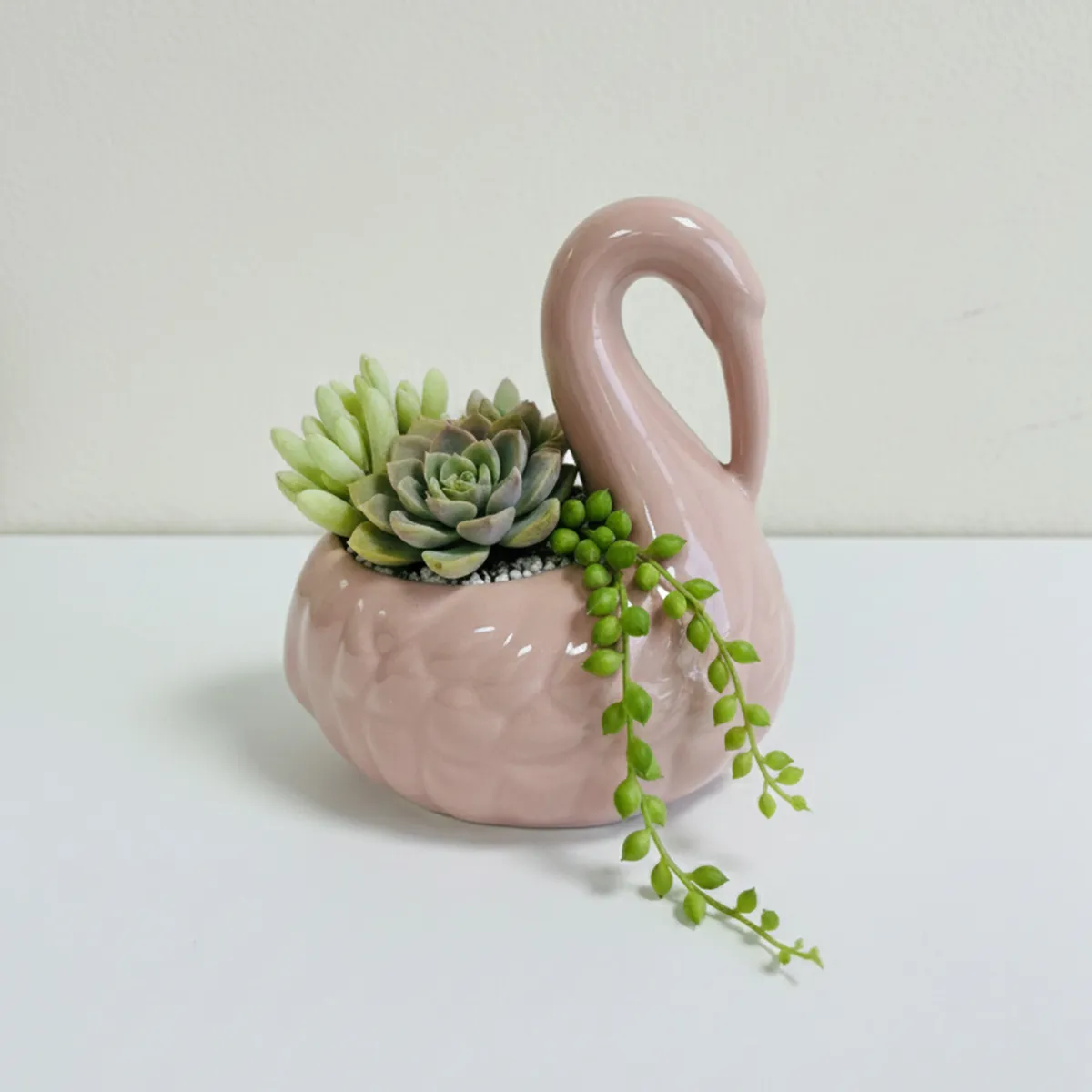 Petal Swan Ceramic Vase - Pink media 3