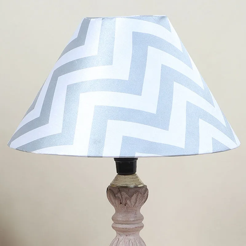 Chevron Light Sabi Printed Mango Wood Table Lamp - White media 3