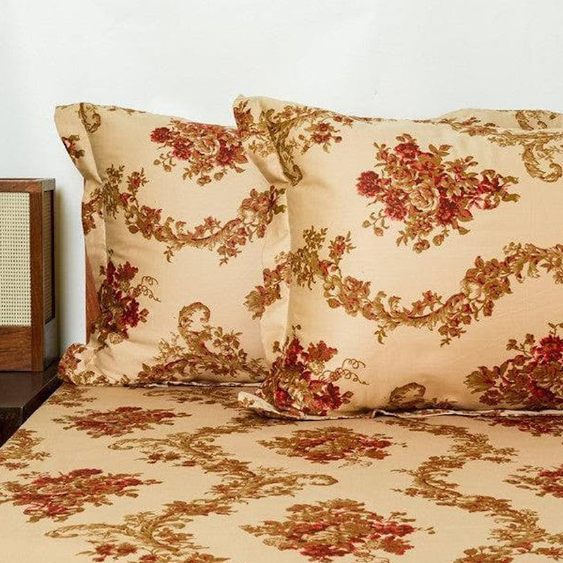 Kaureena Printed Cotton Bedsheet (Beige,Brown) - 300 TC media 5