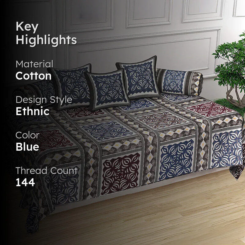 Ayatana Ethnic Cotton Diwan Set (Blue) - Six Piece Set media 2