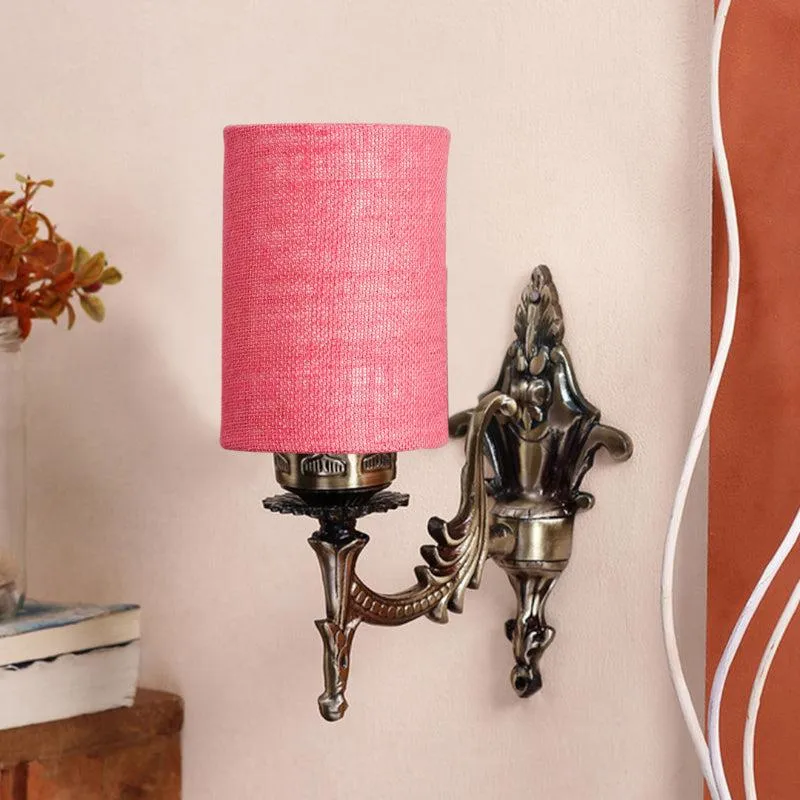 Vista Edrel Cylindrical Fabric & Metal Wall Lamp - Pink media 3