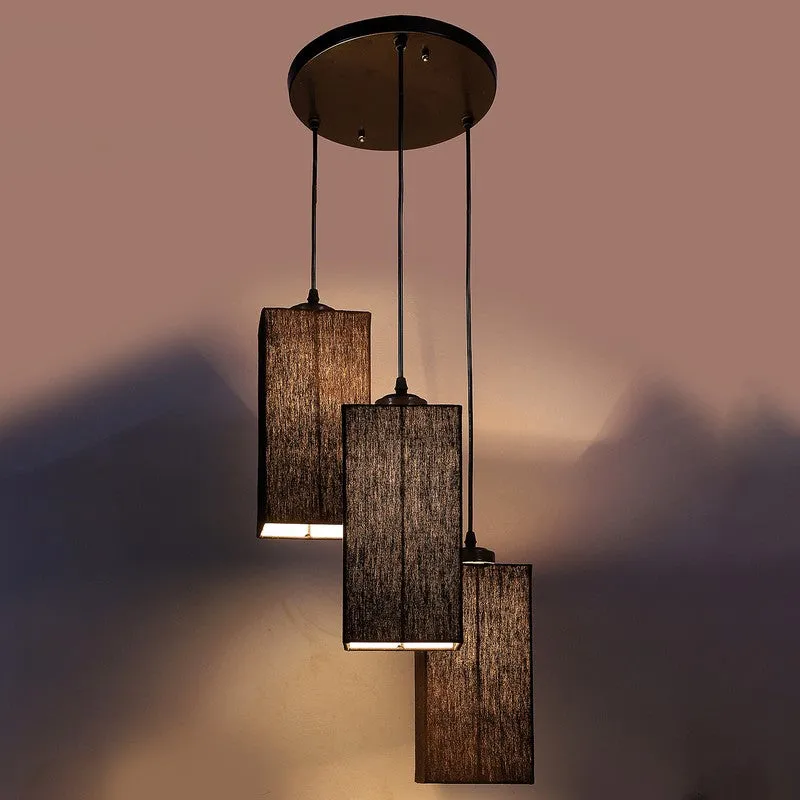 Warm Ivory Triple Metal Ceiling Lamp - Black media 7