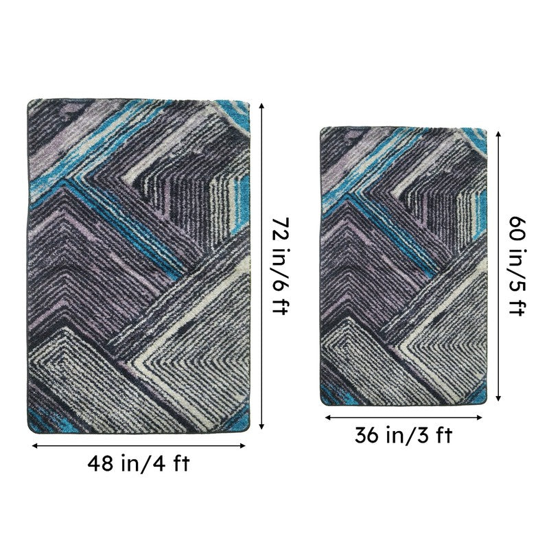 Albion Geometric Micro Fiber Area Rug - Blue & Black media 7