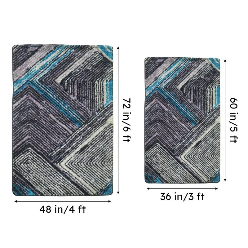 Albion Geometric Micro Fiber Area Rug - Blue & Black media 7