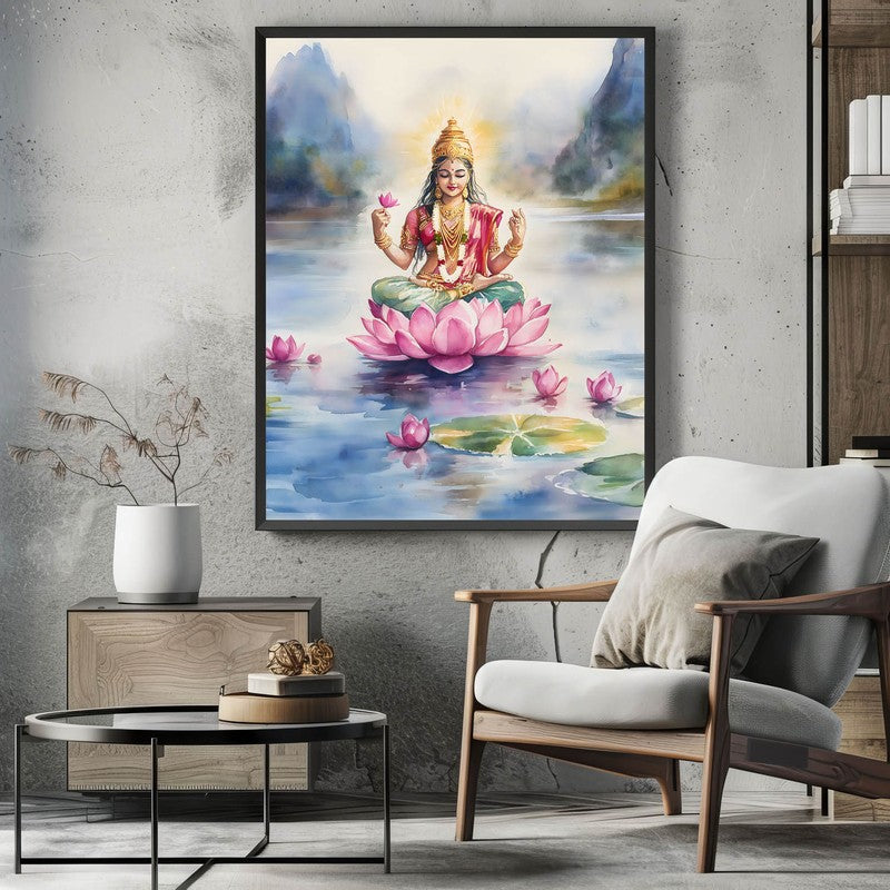 Padmapriya Spiritual Archival Paper Wall Painting With Frame - Black media 3