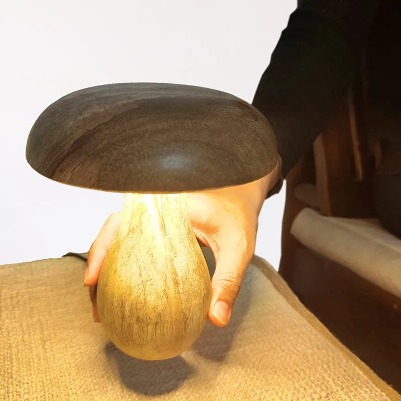 Shrooma Mushwoom Wooden Table Lamp - Brown media 7