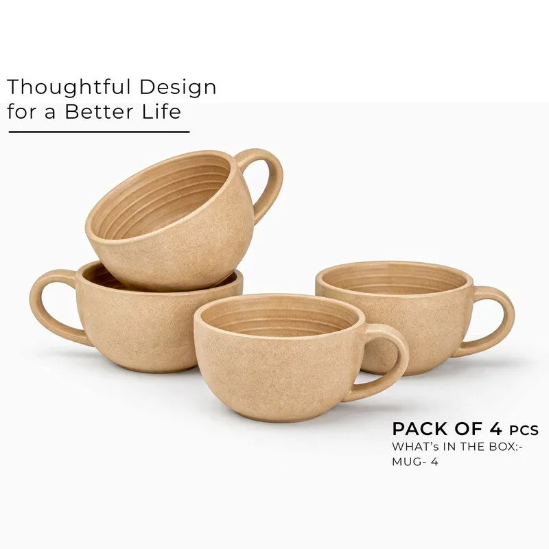 Cuddle Ceramic Tea Cup (250 mL Each),Brown) - Set Of Four media 3